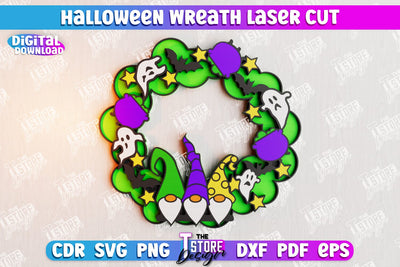 Halloween Wreath | Door Sign | Porch Decorating | Wall Décor | CNC File SVG The T Store Design 