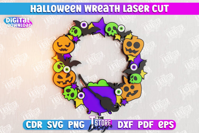 Halloween Wreath | Door Sign | Porch Decorating | Wall Décor | CNC File SVG The T Store Design 