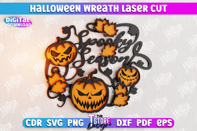 Halloween Wreath | Door Sign | Porch Decorating | Wall Décor | CNC File SVG The T Store Design 