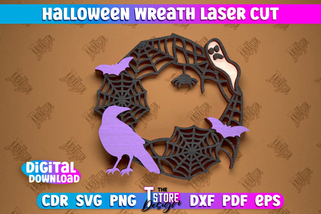 Halloween Wreath | Door Sign | Porch Decorating | Wall Décor | Halloween Decoration | CNC File SVG The T Store Design 