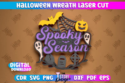 Halloween Wreath | Door Sign | Porch Decorating | Wall Décor | Halloween Decoration | CNC File SVG The T Store Design 