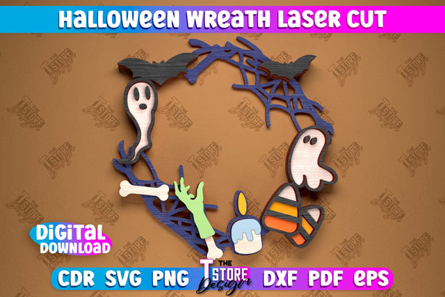 Halloween Wreath | Door Sign | Porch Decorating | Wall Décor | Halloween Decoration | CNC File SVG The T Store Design 