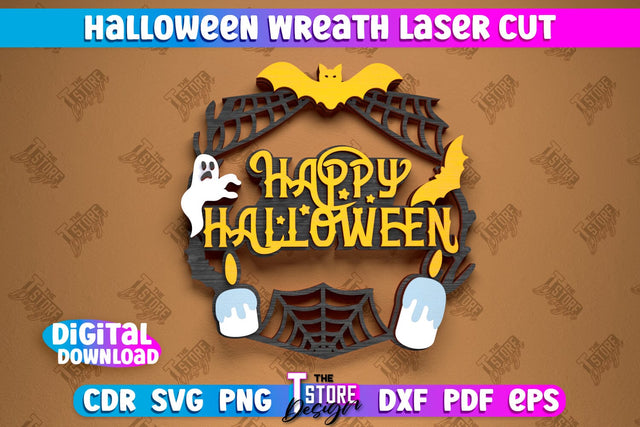 Halloween Wreath | Door Sign | Porch Decorating | Wall Décor | Halloween Decoration | CNC File SVG The T Store Design 
