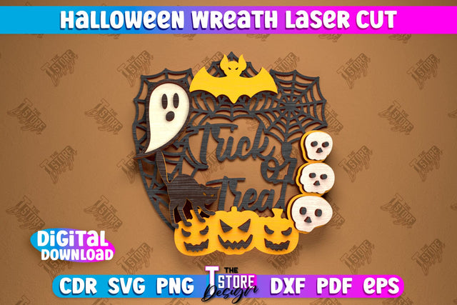 Halloween Wreath | Door Sign | Porch Decorating | Wall Décor | Halloween Decoration | CNC File SVG The T Store Design 