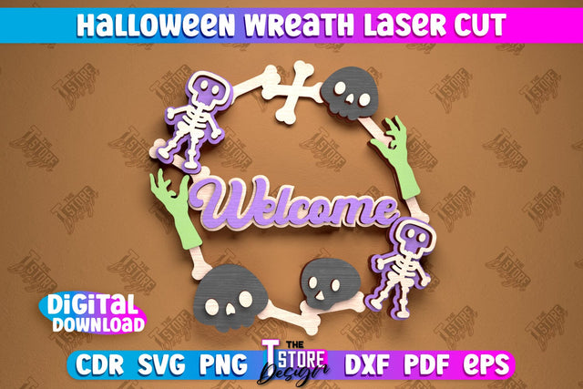 Halloween Wreath | Door Sign | Porch Decorating | Wall Décor | Halloween Decoration | CNC File SVG The T Store Design 