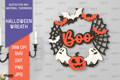 Halloween Wreath Laser Cut. Halloween Wall Decor SVG SVG Evgenyia Guschina 