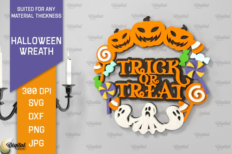 Halloween Wreath Laser Cut. Halloween Wall Decor SVG SVG Evgenyia Guschina 