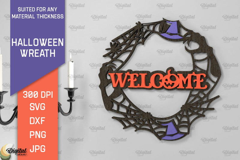Halloween Wreath Laser Cut. Halloween Wall Decor SVG SVG Evgenyia Guschina 