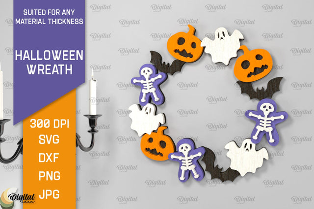 Halloween Wreath Laser Cut. Halloween Wall Decor SVG SVG Evgenyia Guschina 