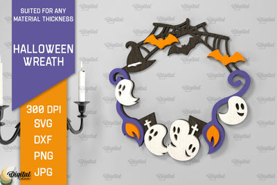Halloween Wreath Laser Cut. Halloween Wall Decor SVG SVG Evgenyia Guschina 