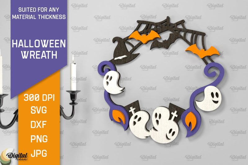 Halloween Wreath Laser Cut. Halloween Wall Decor SVG SVG Evgenyia Guschina 