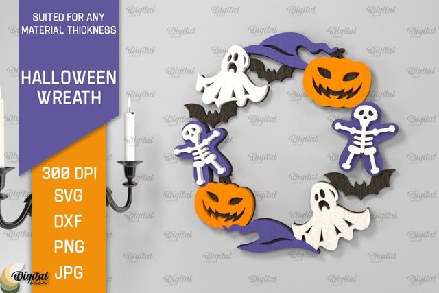 Halloween Wreath Laser Cut. Halloween Wall Decor SVG SVG Evgenyia Guschina 