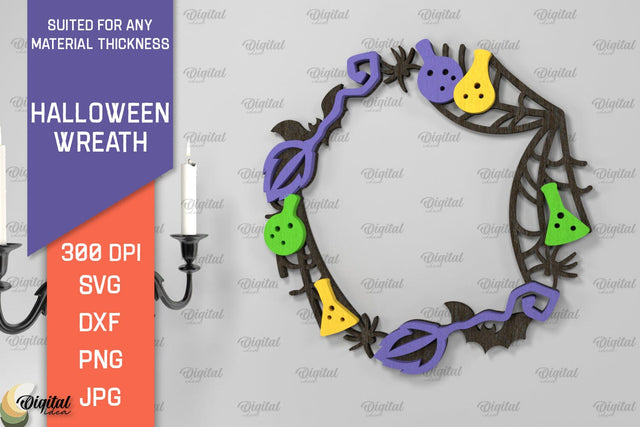 Halloween Wreath Laser Cut. Halloween Wall Decor SVG SVG Evgenyia Guschina 