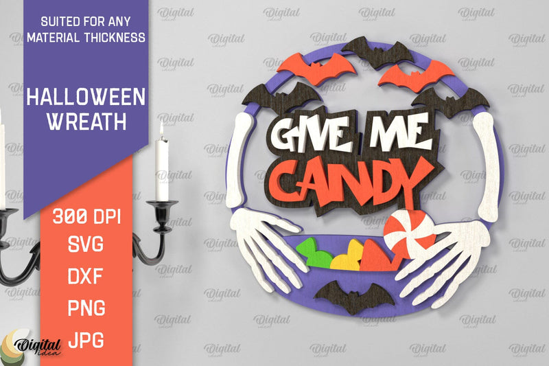 Halloween Wreath Laser Cut. Halloween Wall Decor SVG SVG Evgenyia Guschina 