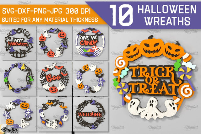 Halloween Wreaths Laser Cut Bundle. Halloween Decor SVG SVG Evgenyia Guschina 