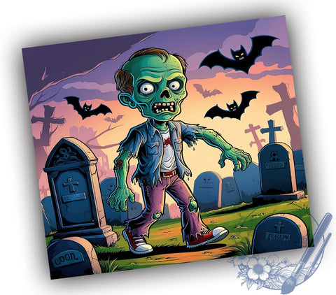 Halloween Zombie 20oz Skinny Tumbler PNG, Spooky Season Zombie Tumbler Sublimation Wrap, Straight & Tapered Tumbler Wrap, Instant Digital Download Sublimation ToriDesigns 
