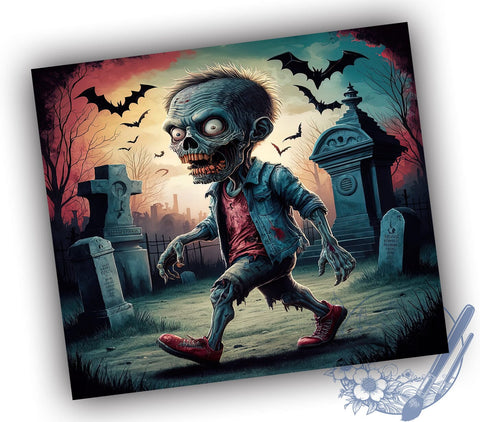 Halloween Zombie 20oz Skinny Tumbler PNG, Spooky Season Zombie Tumbler Sublimation Wrap, Straight & Tapered Tumbler Wrap, Instant Digital Download Sublimation ToriDesigns 