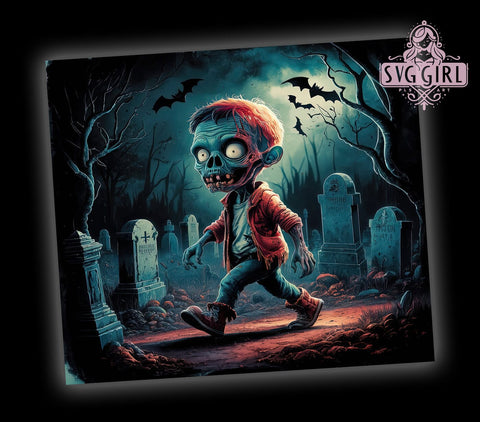 Halloween Zombie 20oz Tumbler Wrap Sublimation Design, Straight Tapered Tumbler Wrap, Spooky Halloween Tumbler Png, Instant Digital Download Sublimation SvggirlplusArt 