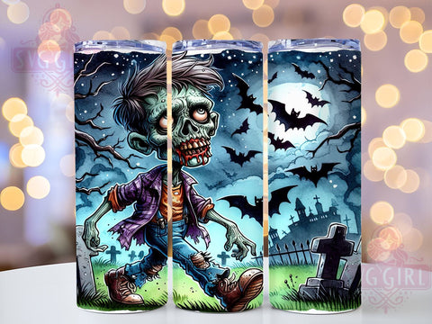 Halloween Zombie 20oz Tumbler Wrap Sublimation Design, Straight Tapered Tumbler Wrap, Spooky Halloween Tumbler Png, Instant Digital Download Sublimation SvggirlplusArt 