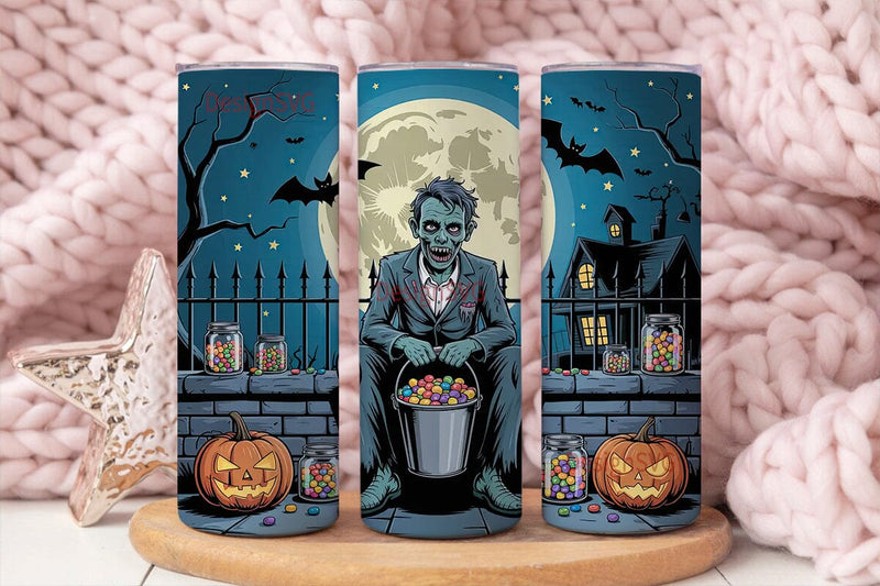 Halloween Zombie Candy Tumbler Wrap Sublimation DesignSVG 