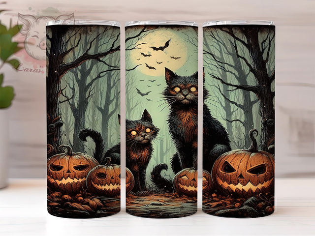 Halloween Zombie Cats 20 oz Skinny Tumbler Sublimation Design, Straight & Tapered Tumbler Png, Spooky Season Cute Cats Tumbler Png, Digital Download PNG Sublimation Lara' s Designs 