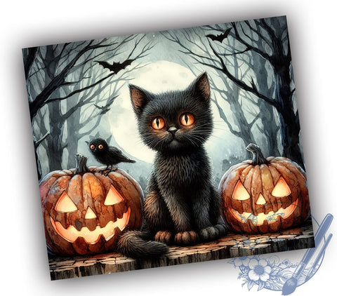 Halloween Zombie Cats 20oz Skinny Tumbler PNG,Spooky Season Cute Cats Tumbler Sublimation Wrap, Straight & Tapered Tumbler Wrap, Instant Digital Download Sublimation ToriDesigns 