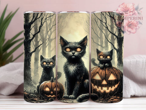 Halloween Zombie Cats 20oz Tumbler Wrap PNG, Spooky Season Cute Cats Tumbler PNG Sublimation Design, Straight & Tapered Tumbler Wrap, Instant Digital Download Sublimation Li Zamperini 