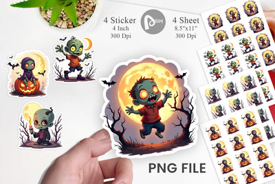 Halloween Zombie Stumble Sticker Sublimation artnoy 