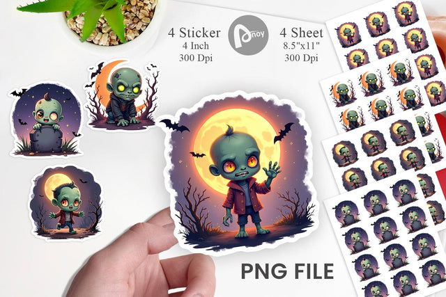 Halloween Zombie Stumble Sticker Sublimation artnoy 