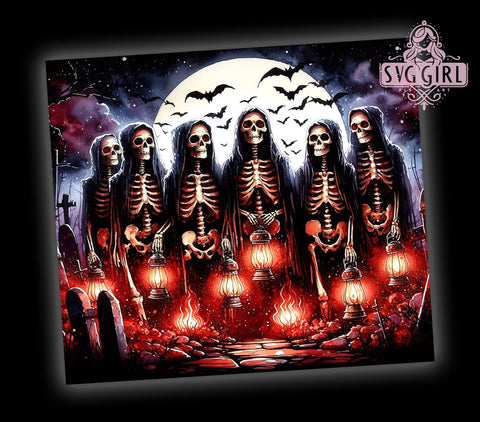 Halloween Zombies 20oz Tumbler Wrap Sublimation Design, Straight Tapered Tumbler Wrap, Moon Zombies and Bats Tumbler Png, Instant Digital Download Sublimation SvggirlplusArt 