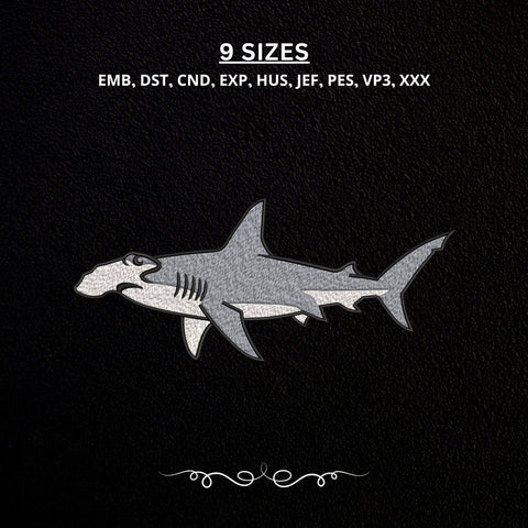 Hammerhead Shark Embroidery Design – Ocean Predator Sea Life Shark Machine Embroidery File Embroidery/Applique DESIGNS PatternFeed8 