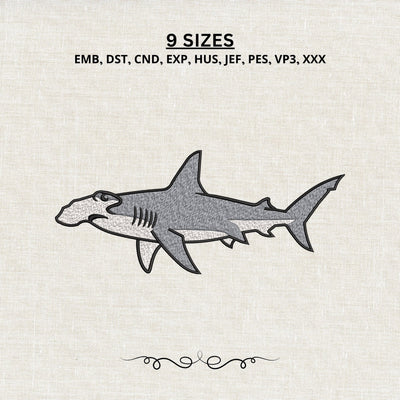 Hammerhead Shark Embroidery Design – Ocean Predator Sea Life Shark Machine Embroidery File Embroidery/Applique DESIGNS PatternFeed8 