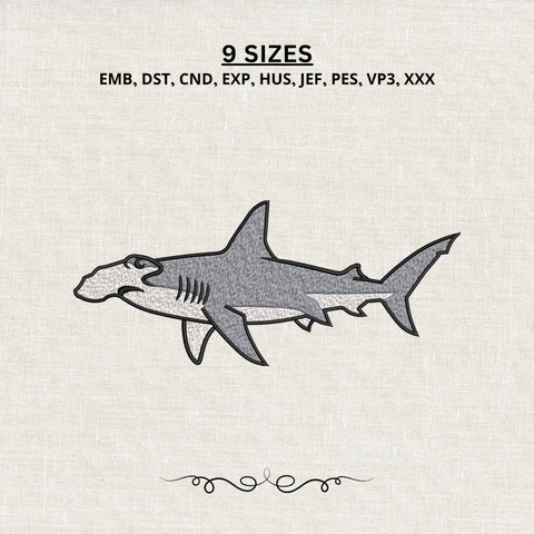 Hammerhead Shark Embroidery Design – Ocean Predator Sea Life Shark Machine Embroidery File Embroidery/Applique DESIGNS PatternFeed8 