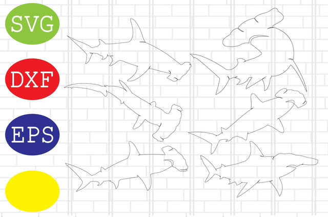 Hammerhead Shark Outline Svg, Sharks Silhouette, Ocean Life Svg, Jpg, Eps, Dxf Files SVG DigitalSvgFiles 