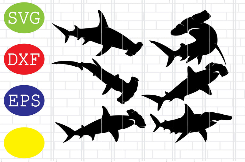 Hammerhead Shark Svg, Sharks Silhouette, Ocean Life Svg, Jpg, Eps, Dxf Files SVG DigitalSvgFiles 