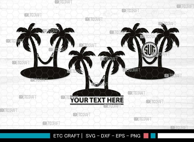 Hammock Monogram, Hammock Silhouette, Hammock SVG, Summer Hammock Svg, Palm Tree Svg, Beach Hamak Svg, Relax Hammock Svg, SB00499 SVG ETC Craft 