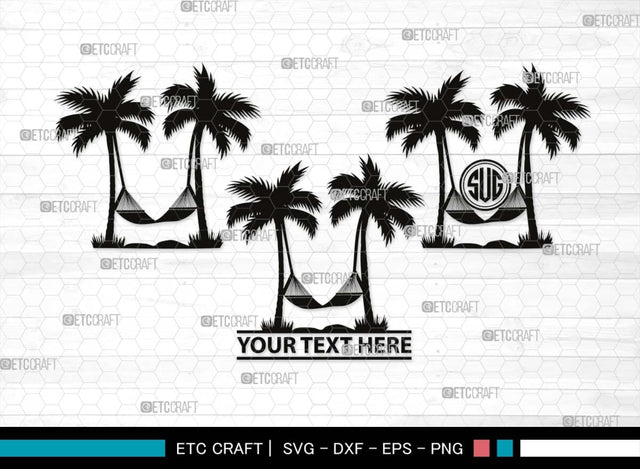 Hammock Monogram, Hammock Silhouette, Hammock SVG, Summer Hammock Svg, Palm Tree Svg, Beach Hamak Svg, Relax Hammock Svg, SB00499 SVG ETC Craft 