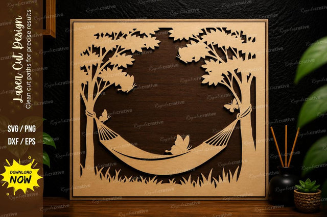 Hammock Nature Scene laser cut svg File SVG Regulrcrative 