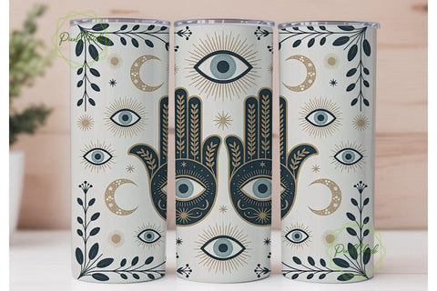 Hamsa Hand & Evil Eye 20oz Tumbler Wrap Sublimation PixelChick 