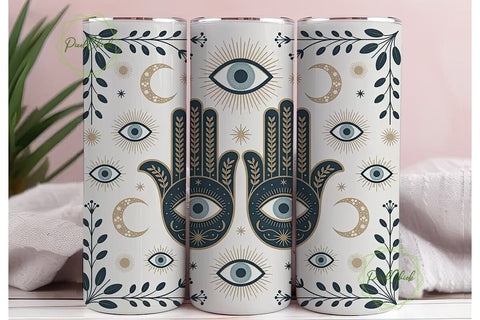 Hamsa Hand & Evil Eye 20oz Tumbler Wrap Sublimation PixelChick 