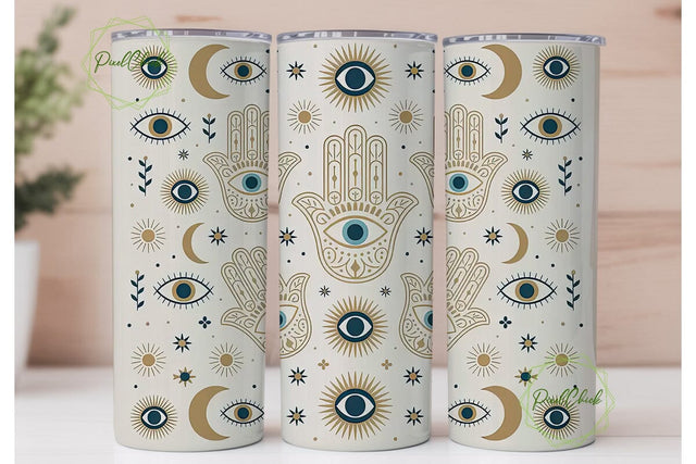 Hamsa Hand & Evil Eye 20oz Tumbler Wrap Sublimation PixelChick 