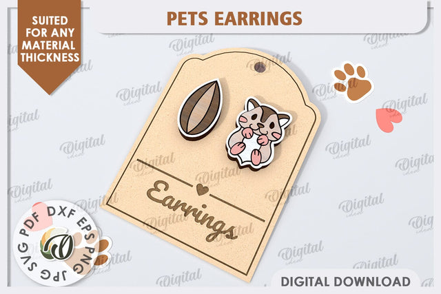 Hamster Earrings Laser Cut. Pets Earrings. Animals Earrings SVG Evgenyia Guschina 