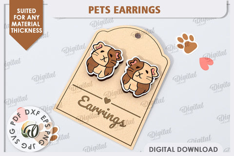 Hamster Earrings Laser Cut. Pets Earrings SVG SVG Evgenyia Guschina 