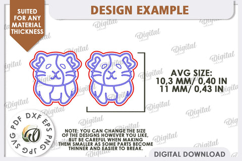 Hamster Earrings Laser Cut. Pets Earrings SVG SVG Evgenyia Guschina 