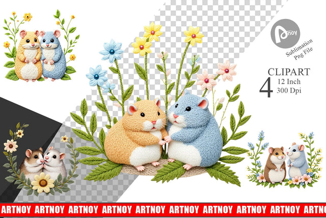 Hamster Embroidery Clipart Sublimation artnoy 