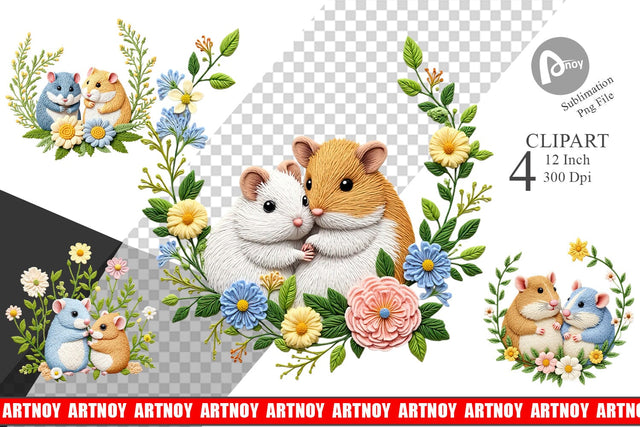 Hamster Embroidery Clipart Sublimation artnoy 