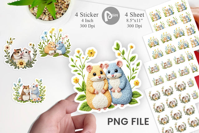 Hamster Embroidery Sticker Sublimation artnoy 
