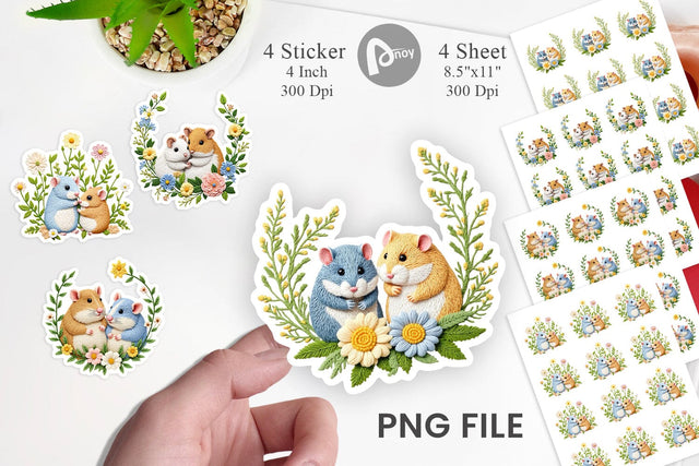 Hamster Embroidery Sticker Sublimation artnoy 