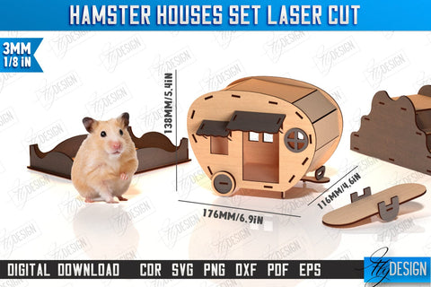 Hamster House Laser Cut Bundle | Small Pets Supplies | Home Pets | CNC Files SVG Fly Design 