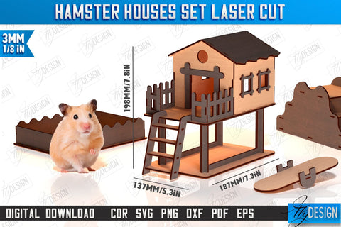 Hamster House Laser Cut Bundle | Small Pets Supplies | Home Pets | CNC Files SVG Fly Design 